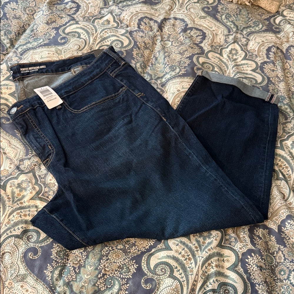 Torrid Perfect Boyfriend Ankle Jeans in Dark Blue